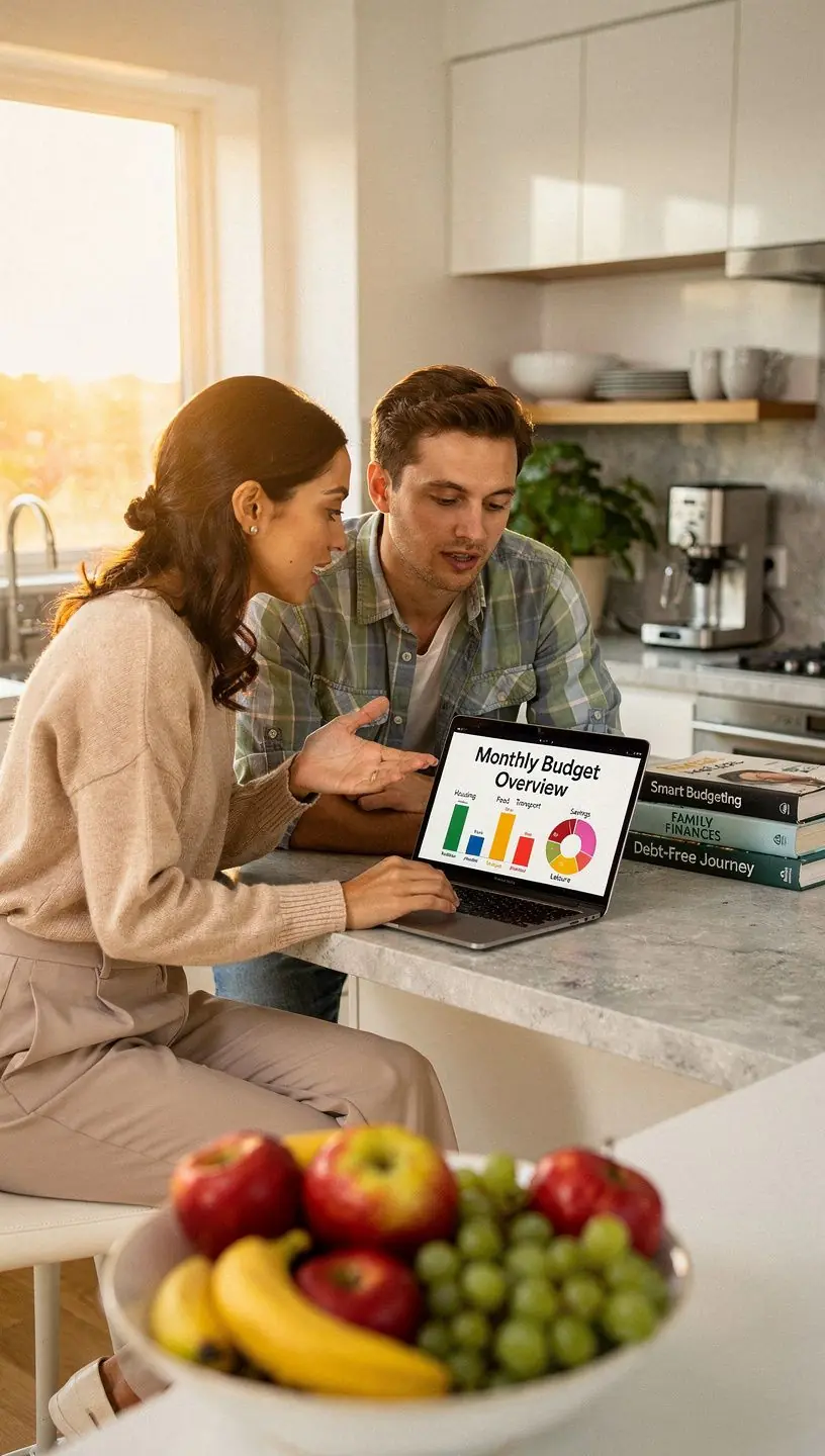 Digitális táblagép képernyő, amely pénzügyi grafikonokat és megtakarítási célokat mutat.